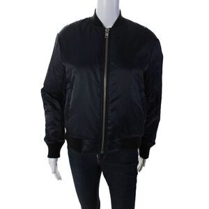 Dagmar Womens Full Zip Long Sleeve Bomber Jacket Blue Size 34